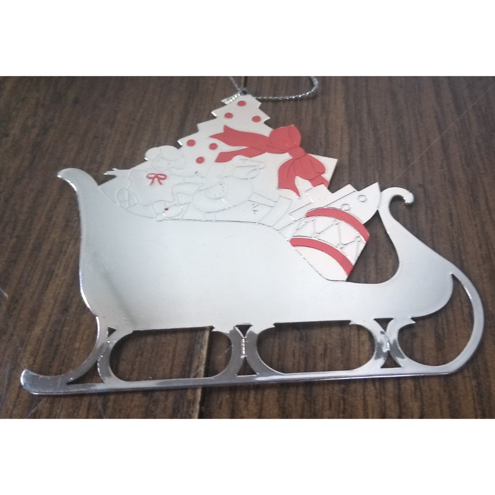 Avon Fine Collectables 1991 Silver Plate Sleigh Ride Christmas Ornament